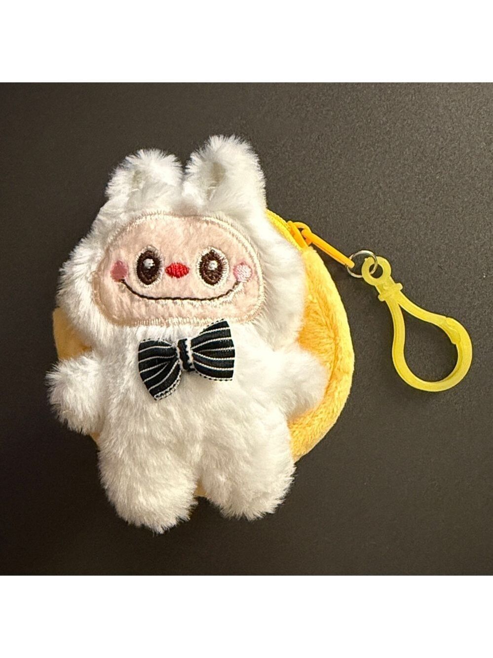 Labubu plush toy keychain White & yellow Plush Character Coin Purse-New - Picture 2 of 6